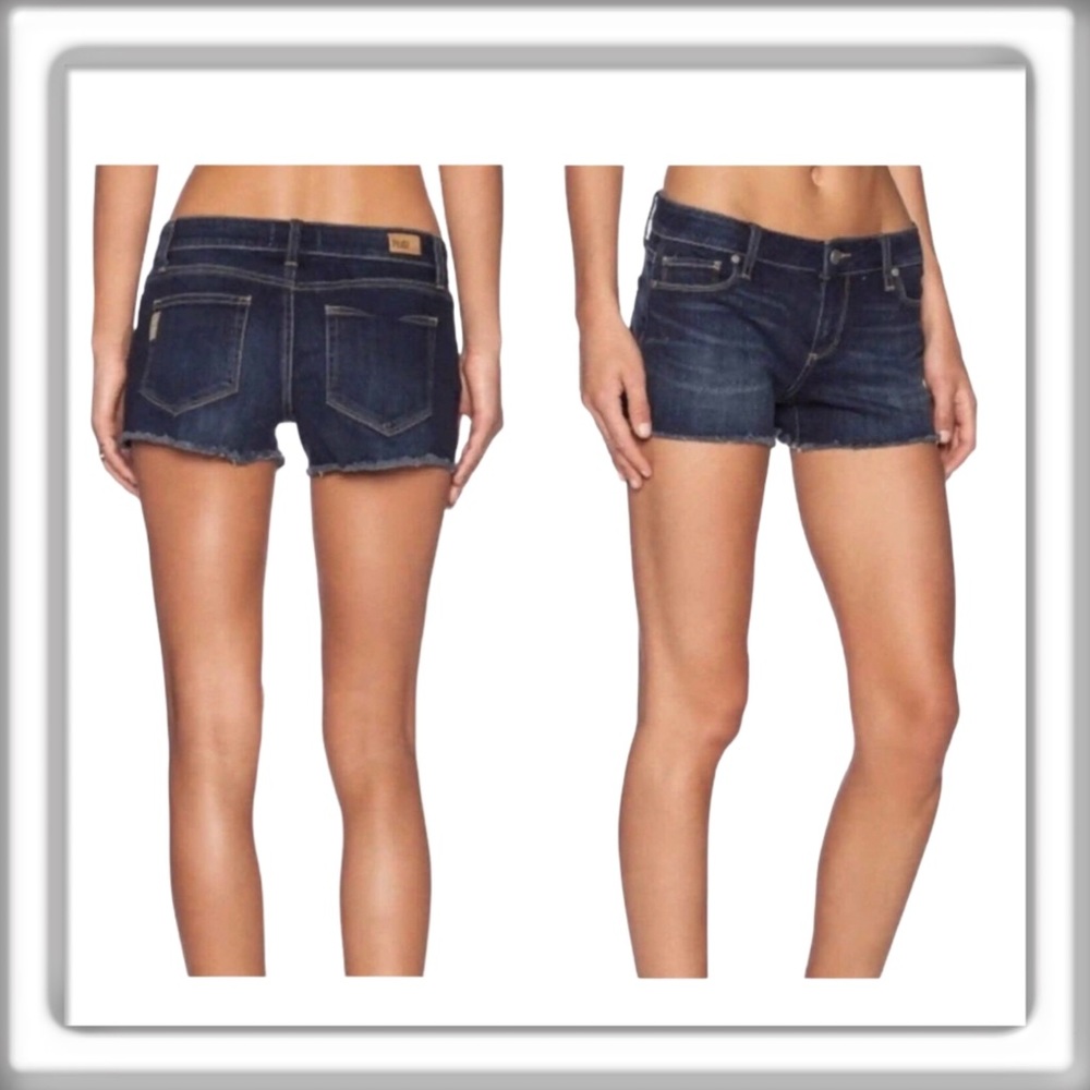 PAIGE Bobby Short Shorts Jean Denim Distressed Frayed Hem Cut Off Blue Size 26